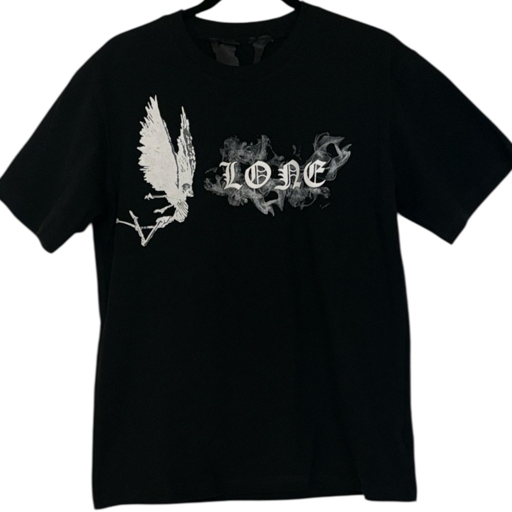 VLONE Smoke Demon Angel Pattern Alphabet Logo Short Sleeve, T-Shirt, Black, NWT